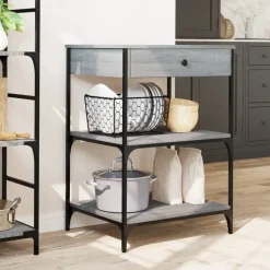 Keukentrolley 60x48x89,5 cm bewerkt hout eiken><noscript><img width=
