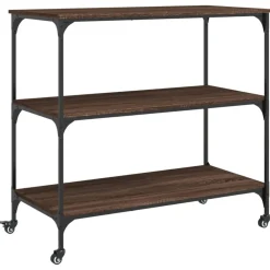 Trolleys*vidaXL Keukentrolley 102x50x95 cm bewerkt hout ig bruin eikenkleur