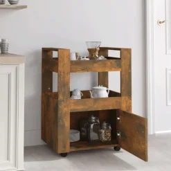 Keukentrolley 60x45x80 cm bewerkt hout kleurig><noscript><img width=
