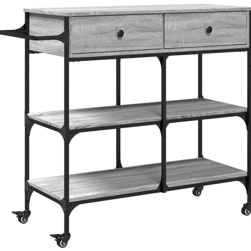 Trolleys*vidaXL Keukentrolley 105x42x95 cm bewerkt hout eikenkleur Grijs sonoma