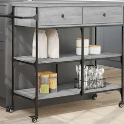 Trolleys*vidaXL Keukentrolley 105x42x95 cm bewerkt hout eikenkleur Grijs sonoma