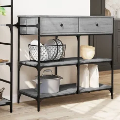 Trolleys*vidaXL Keukentrolley 105x42x95 cm bewerkt hout eikenkleur Grijs sonoma