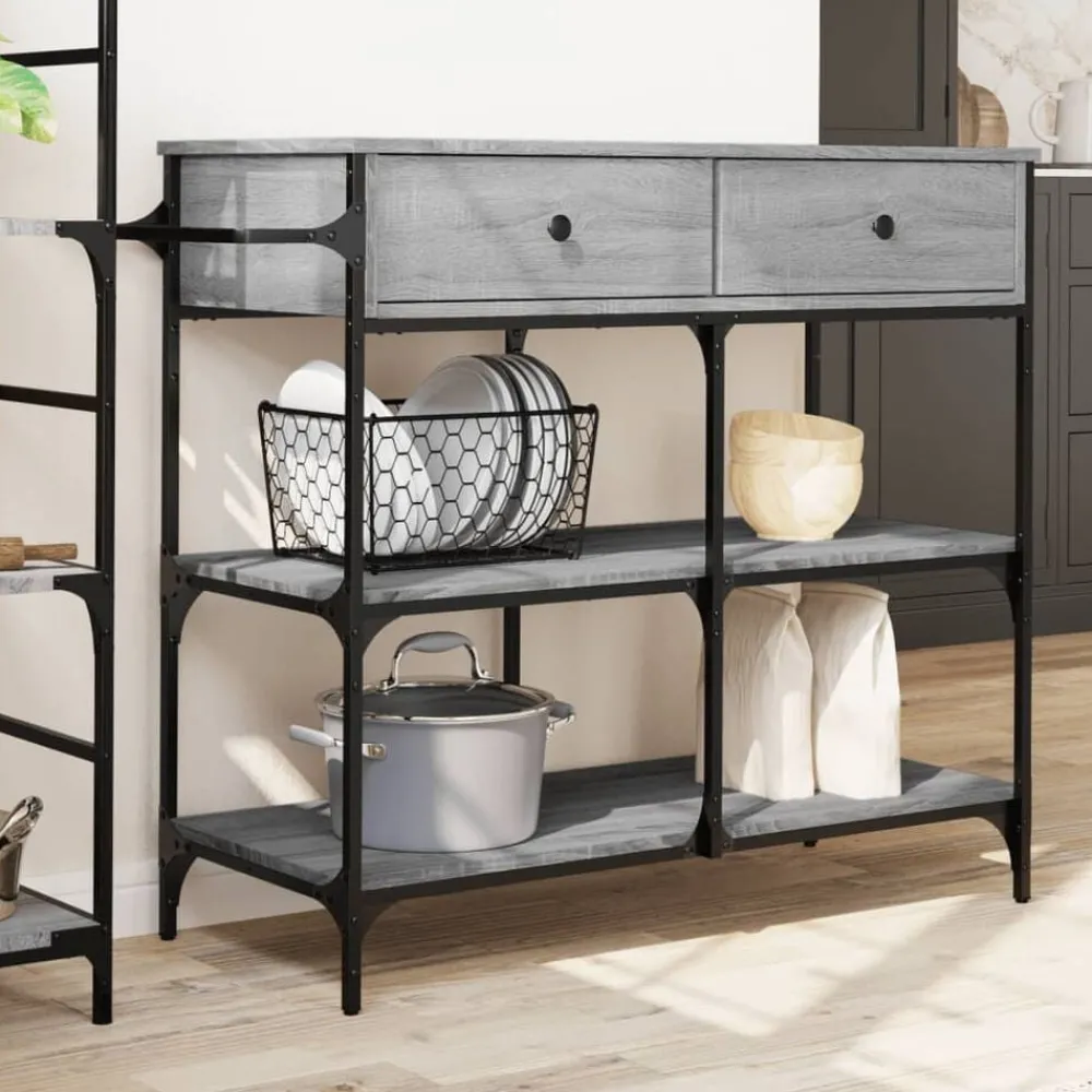 Trolleys*vidaXL Keukentrolley 105x42x95 cm bewerkt hout eikenkleur Grijs sonoma