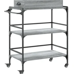 Trolleys*vidaXL Keukentrolley 81,5x41x92,5 cm bewerkt hout eiken Grijs sonoma
