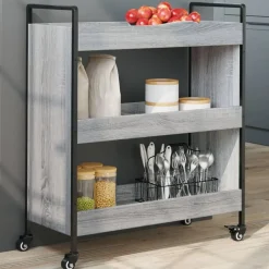 Trolleys*vidaXL Keukentrolley 70x30x82 cm bewerkt hout eikenkleur Grijs sonoma