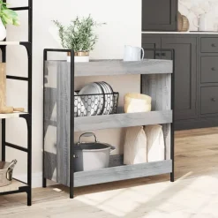 Trolleys*vidaXL Keukentrolley 70x30x82 cm bewerkt hout eikenkleur Grijs sonoma