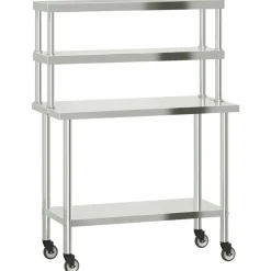 Catering & Horeca*vidaXL Keukenwerktafel met bovenschap 110x55x150 cm roestvrij staal