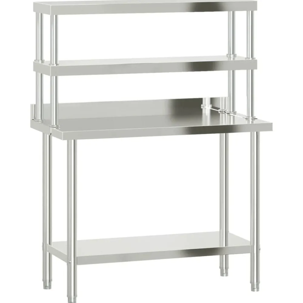 Catering & Horeca*vidaXL Keukenwerktafel met bovenschap 110x55x150 cm roestvrij staal