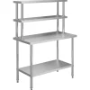 Keukenwerktafel met bovenschap 120x60x150 cm roestvrij staal>vidaXL Clearance