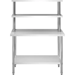 Keukenwerktafel met bovenschap 120x60x150 cm roestvrij staal><noscript><img width=