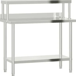 Catering & Horeca*vidaXL Keukenwerktafel met bovenschap 110x55x120 cm roestvrij staal