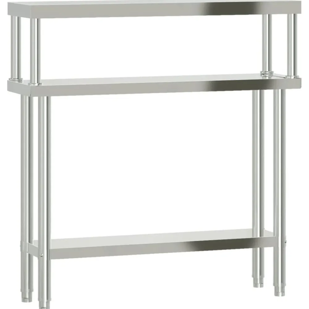 Catering & Horeca*vidaXL Keukenwerktafel met bovenschap 110x30x120 cm roestvrij staal