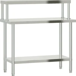 Keukenwerktafel met bovenschap 110x55x120 cm roestvrij staal>vidaXL