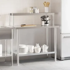 Keukenwerktafel met bovenschap 110x55x120 cm roestvrij staal><noscript><img width=