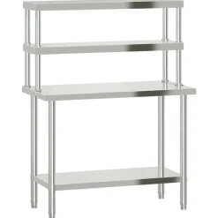 Keukenwerktafel met bovenschap 110x55x150 cm roestvrij staal>vidaXL