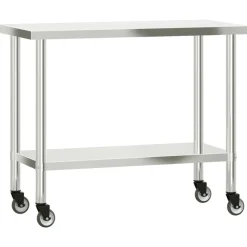 Catering & Horeca*vidaXL Keukenwerktafel met wielen 110x55x85 cm roestvrij staal