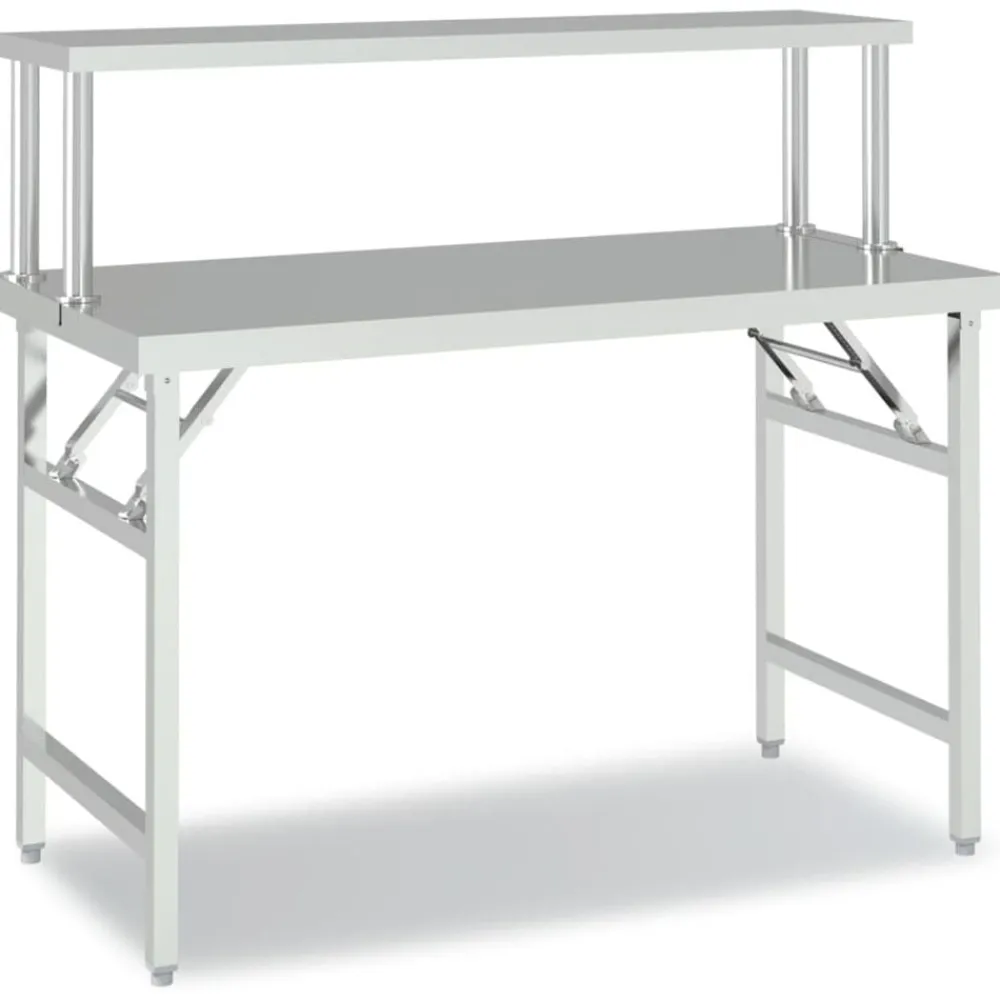 Catering & Horeca*vidaXL Keukenwerktafel met bovenschap 120x60x115 cm roestvrij staal