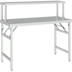 Catering & Horeca*vidaXL Keukenwerktafel met bovenschap 120x60x115 cm roestvrij staal