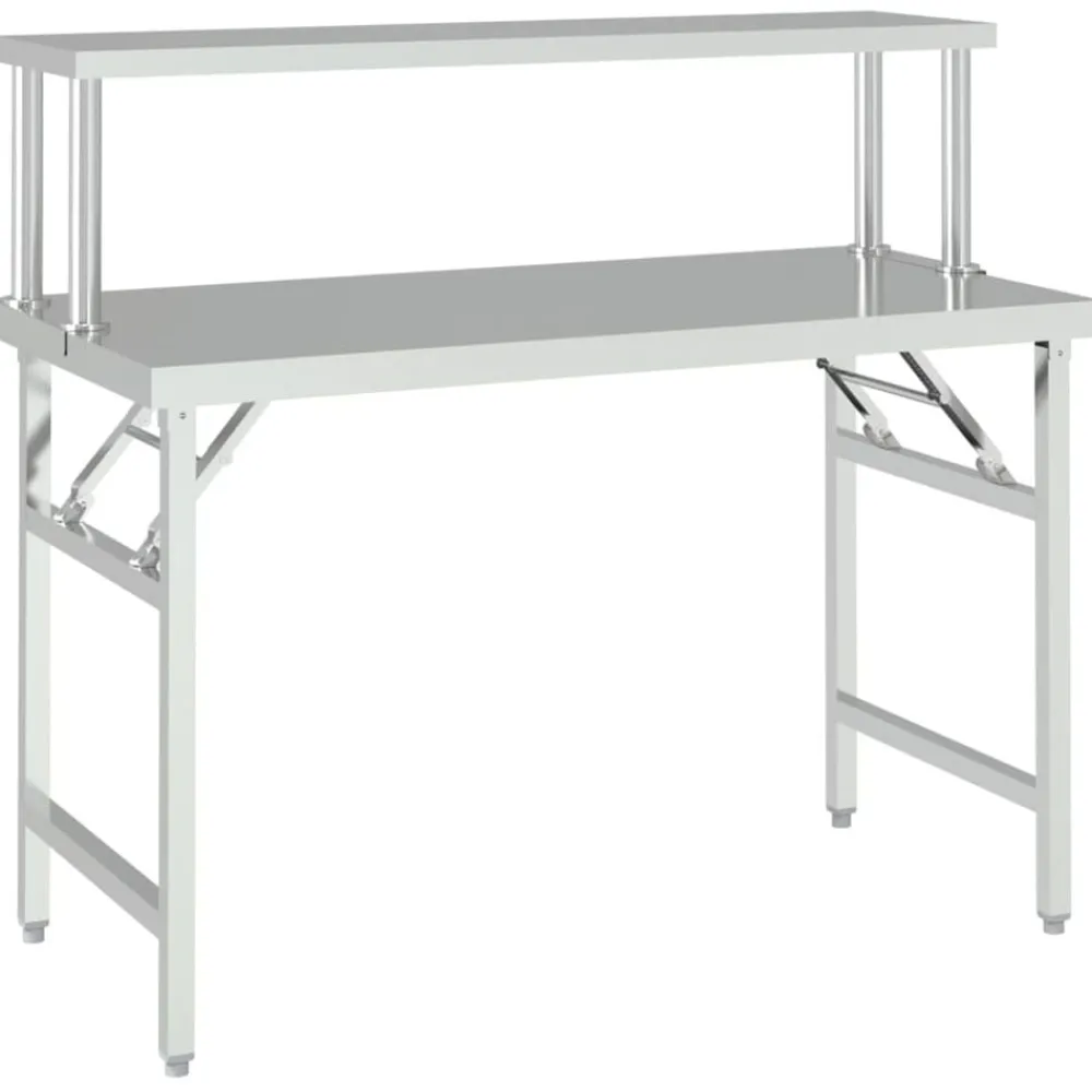 Catering & Horeca*vidaXL Keukenwerktafel met bovenschap 120x60x115 cm roestvrij staal
