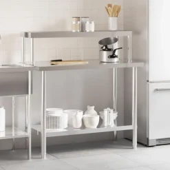 Keukenwerktafel met bovenschap 110x55x120 cm roestvrij staal><noscript><img width=