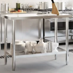 Keukenwerktafel 110x55x85 cm roestvrij staal>vidaXL Clearance