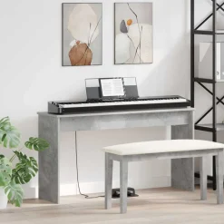 Kunst & Entertainment*vidaXL Keyboardstand Beton Grijs 120 x 32 x 64 cm Bewerkt hout Betongrijs