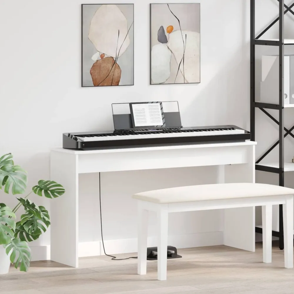 Kunst & Entertainment*vidaXL Keyboardstand 120 x 32 x 64 cm Bewerkt hout Wit
