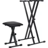 Kunst & Entertainment*vidaXL Keyboardstandaard en -kruk dubbel versterkt zwart