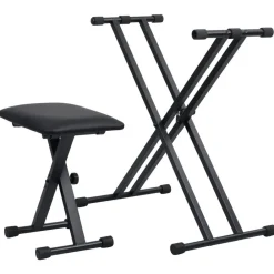 Kunst & Entertainment*vidaXL Keyboardstandaard en -kruk dubbel versterkt zwart