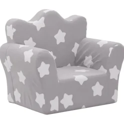 Meubelen Voor Baby'S & Peuters*vidaXL Kinderbank met sterren zacht pluche lichtgrijs Lichtgrijs en wit