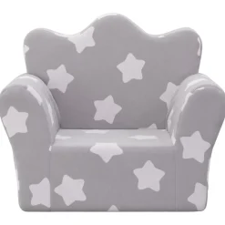 Meubelen Voor Baby'S & Peuters*vidaXL Kinderbank met sterren zacht pluche lichtgrijs Lichtgrijs en wit