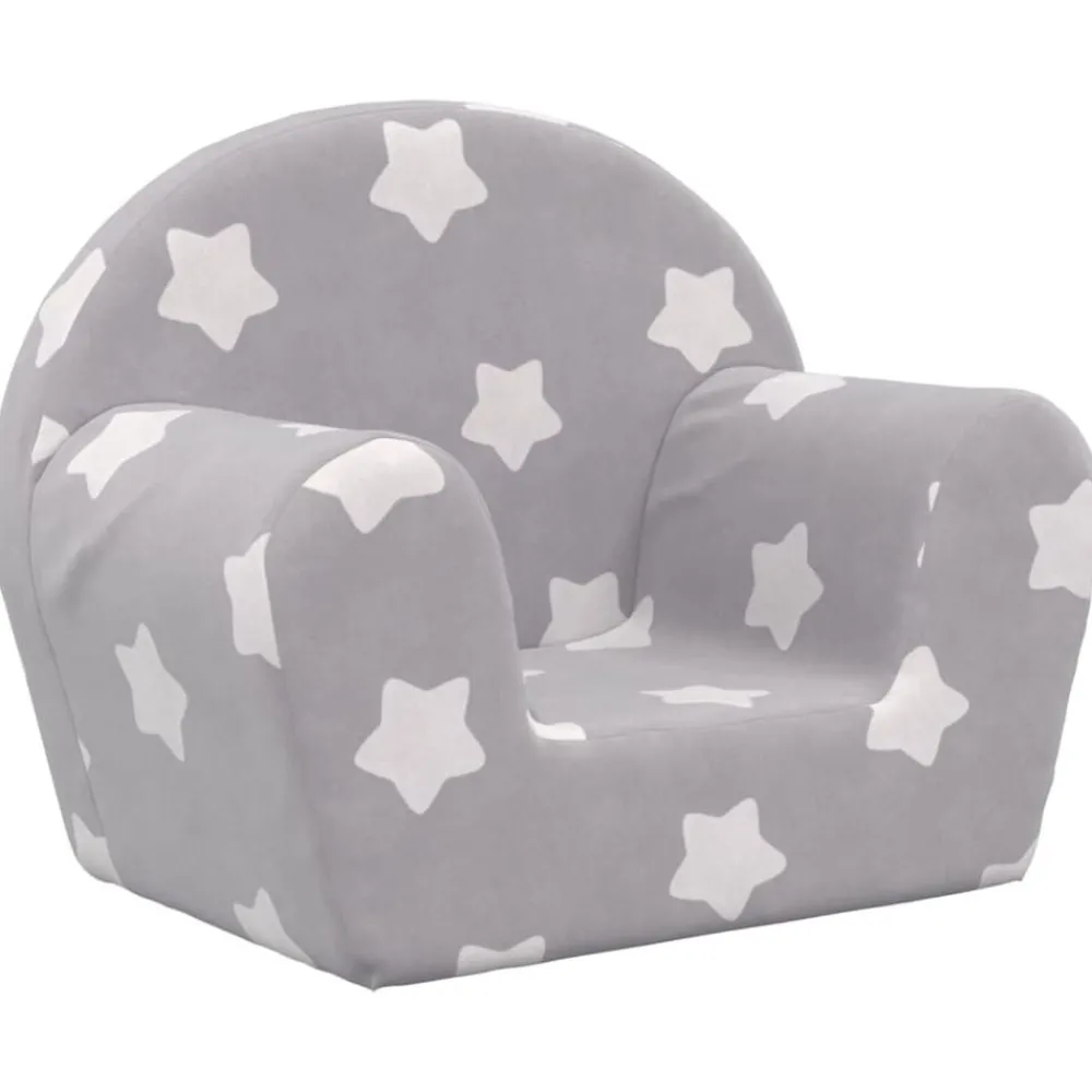 Kinderbank met sterren zacht pluche lichtgrijs>vidaXL New