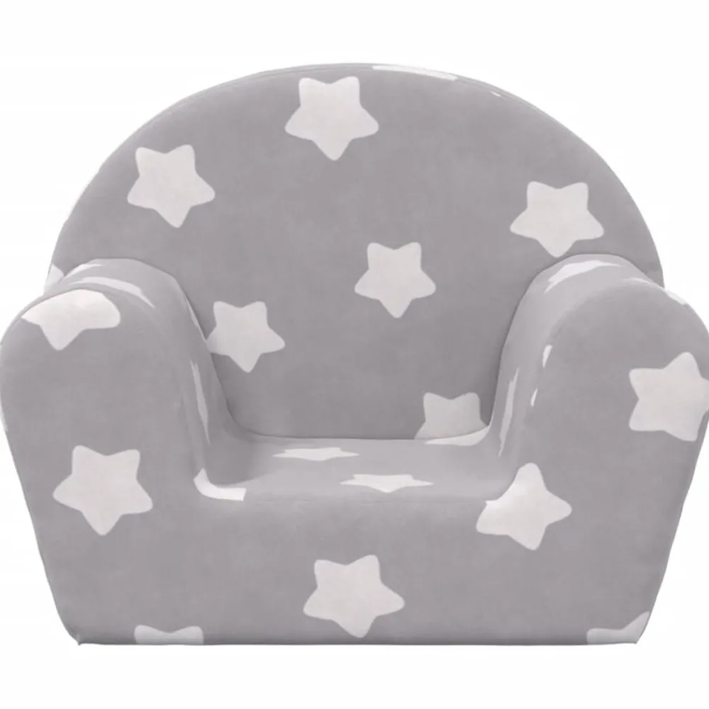 Kinderbank met sterren zacht pluche lichtgrijs>vidaXL New