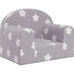 Meubelen Voor Baby'S & Peuters*vidaXL Kinderbank met sterren zacht pluche lichtgrijs Lichtgrijs en wit