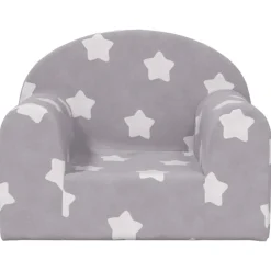 Meubelen Voor Baby'S & Peuters*vidaXL Kinderbank met sterren zacht pluche lichtgrijs Lichtgrijs en wit