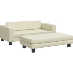 Meubelen Voor Baby'S & Peuters*vidaXL Kinderbank met voetensteun 100x50x30 cm kunstleer crèmekleurig Crème