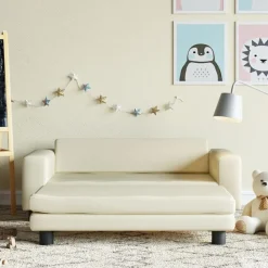 Meubelen Voor Baby'S & Peuters*vidaXL Kinderbank met voetensteun 100x50x30 cm kunstleer crèmekleurig Cr&egrave;me