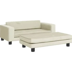 Kinderbank met voetensteun 100x50x30 cm fluweel crèmekleurig>vidaXL Clearance
