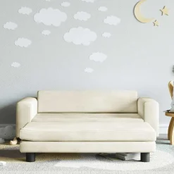 Kinderbank met voetensteun 100x50x30 cm fluweel crèmekleurig>vidaXL Clearance