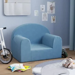 Meubelen Voor Baby'S & Peuters*vidaXL Kinderbank zacht pluche Blauw