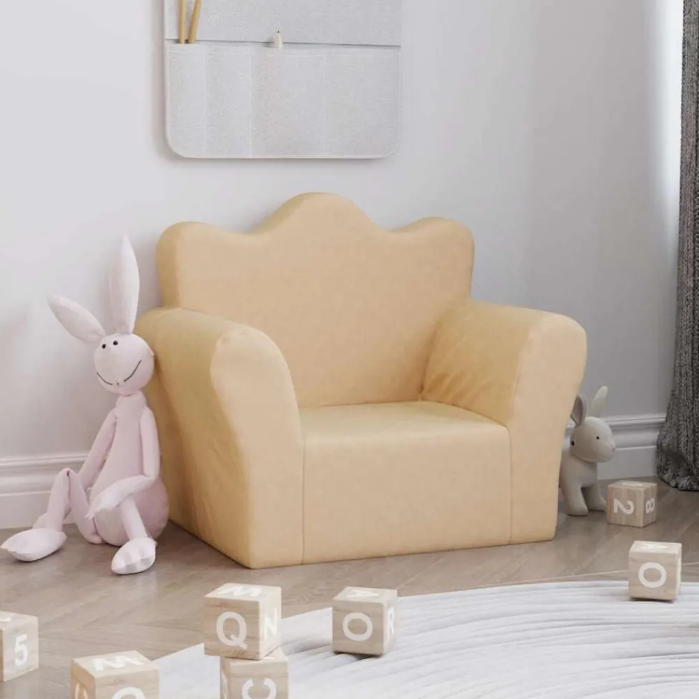 Meubelen Voor Baby'S & Peuters*vidaXL Kinderbank zacht pluche crèmekleurig Crème