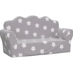 Meubelen Voor Baby'S & Peuters*vidaXL Kinderbank 2-zits met sterren zacht pluche lichtgrijs Lichtgrijs en wit