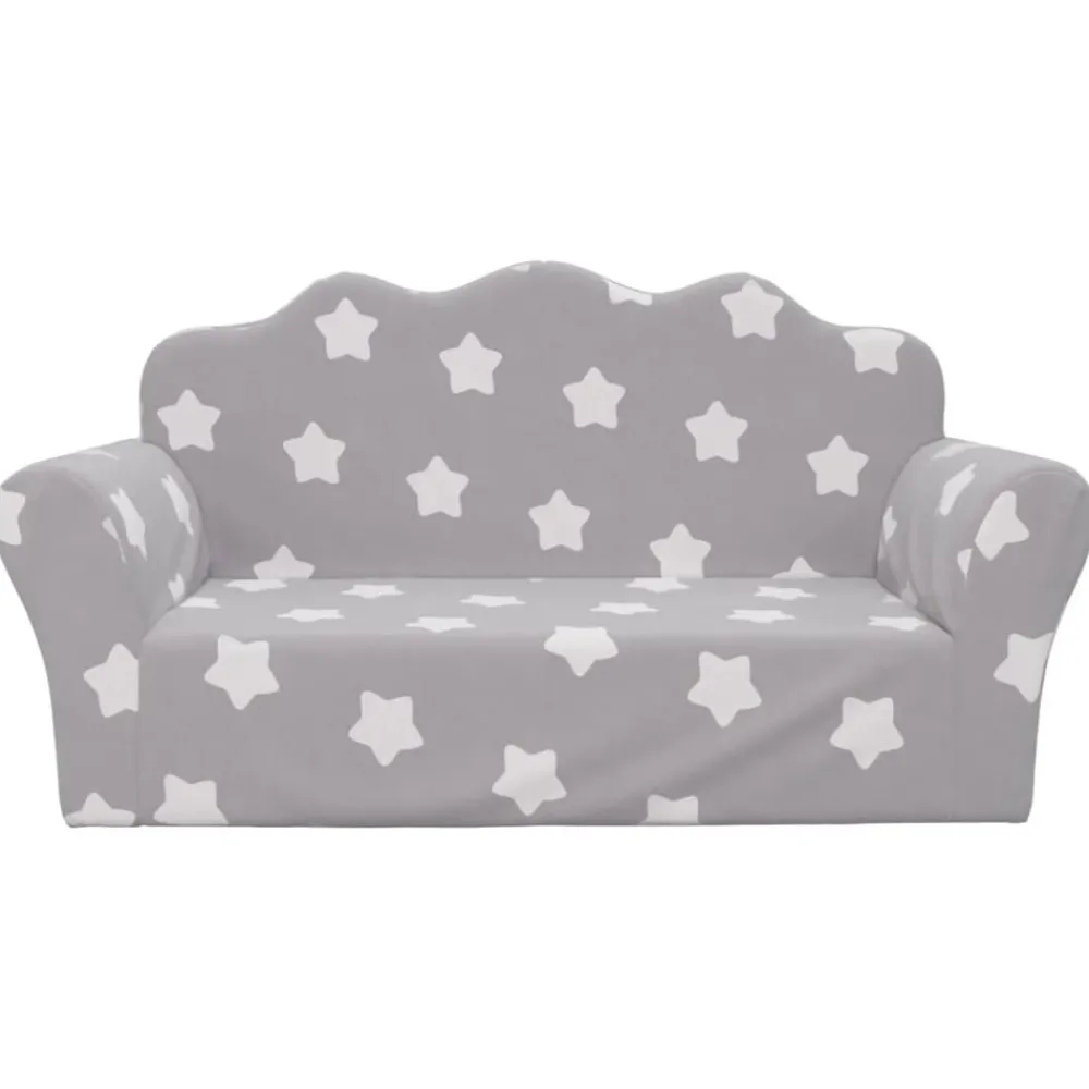 Meubelen Voor Baby'S & Peuters*vidaXL Kinderbank 2-zits met sterren zacht pluche lichtgrijs Lichtgrijs en wit