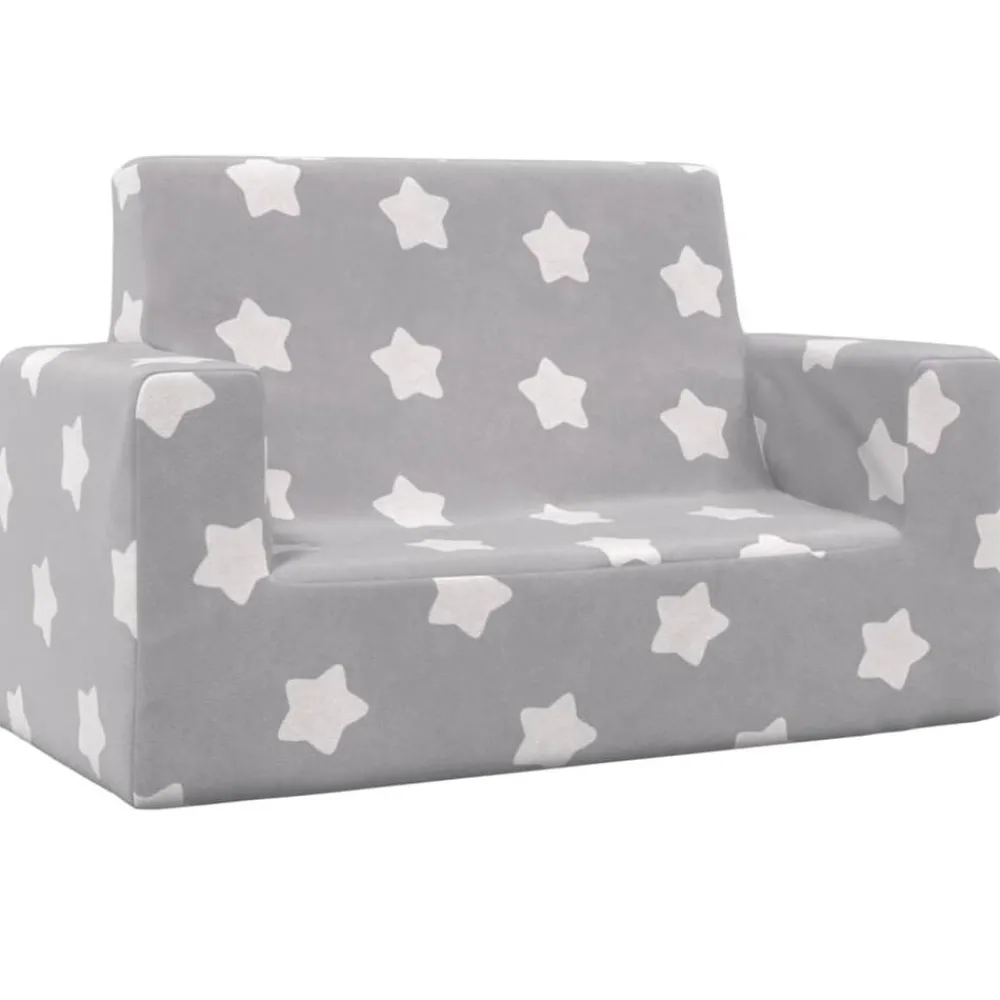 Meubelen Voor Baby'S & Peuters*vidaXL Kinderbank 2-zits met sterren zacht pluche lichtgrijs Lichtgrijs en wit