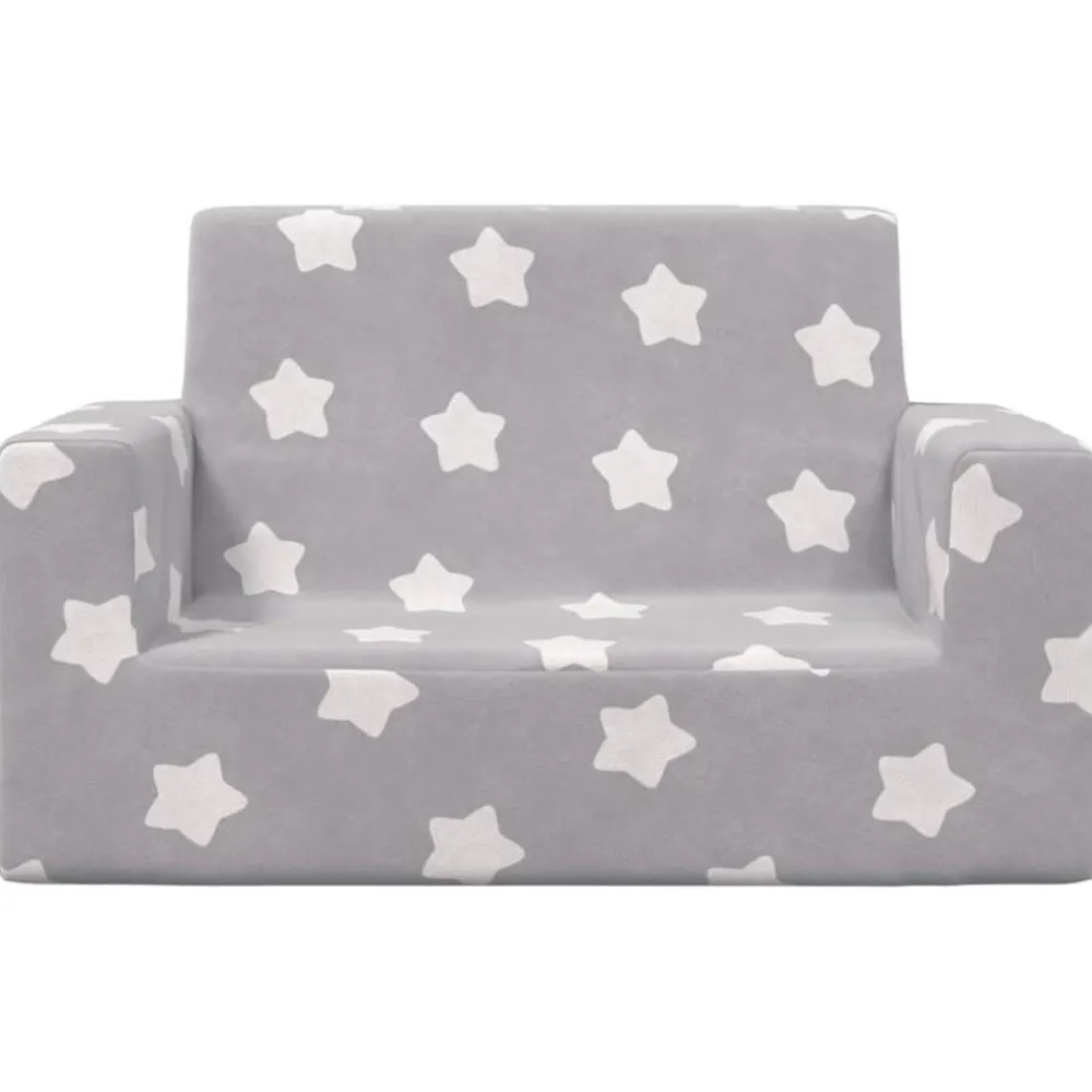 Meubelen Voor Baby'S & Peuters*vidaXL Kinderbank 2-zits met sterren zacht pluche lichtgrijs Lichtgrijs en wit