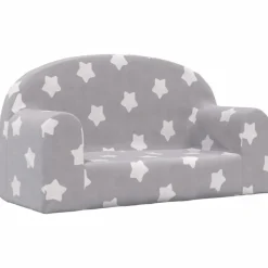 Meubelen Voor Baby'S & Peuters*vidaXL Kinderbank 2-zits met sterren zacht pluche lichtgrijs Lichtgrijs en wit