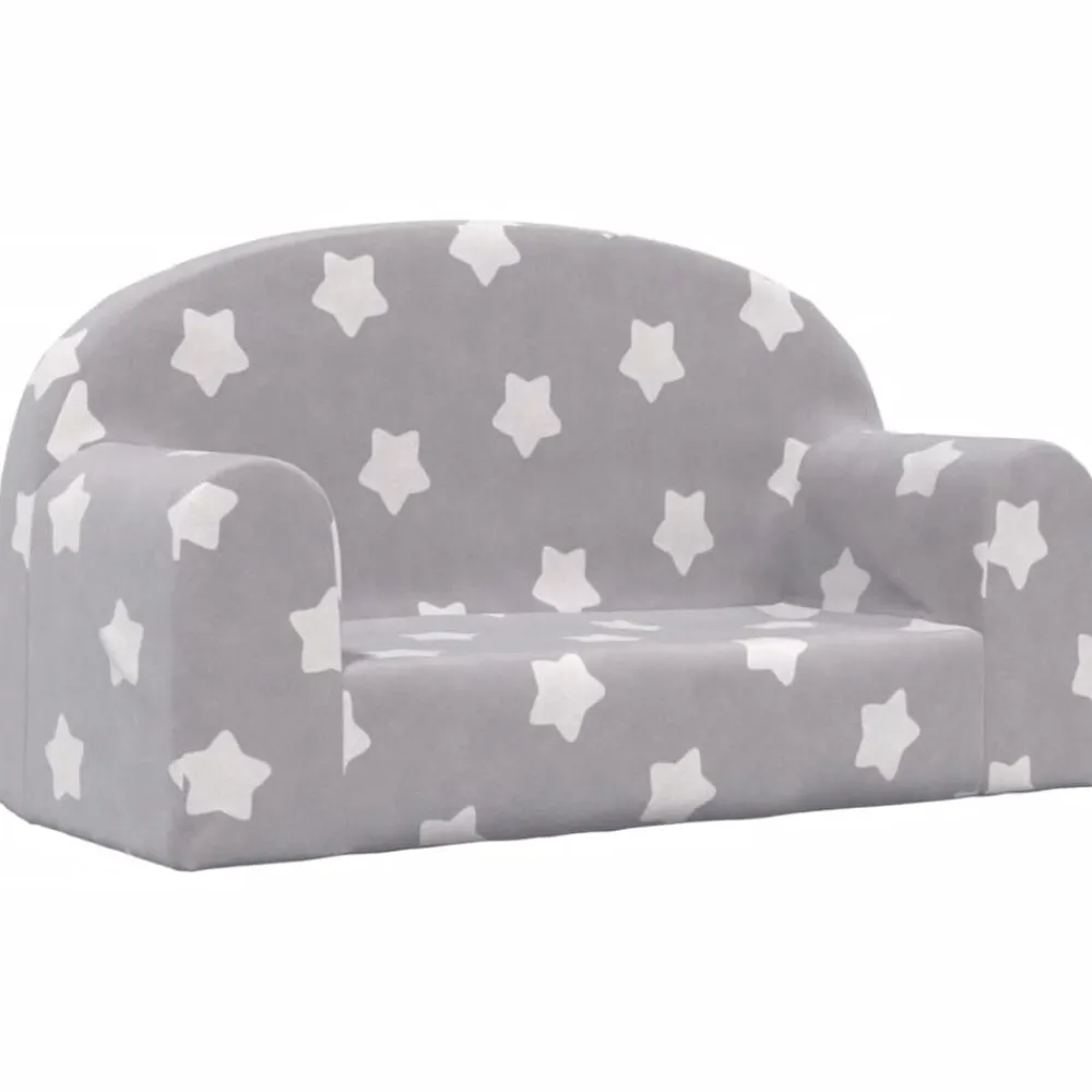 Meubelen Voor Baby'S & Peuters*vidaXL Kinderbank 2-zits met sterren zacht pluche lichtgrijs Lichtgrijs en wit