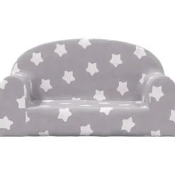 Meubelen Voor Baby'S & Peuters*vidaXL Kinderbank 2-zits met sterren zacht pluche lichtgrijs Lichtgrijs en wit