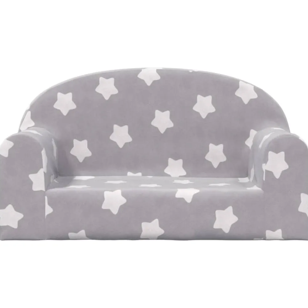 Meubelen Voor Baby'S & Peuters*vidaXL Kinderbank 2-zits met sterren zacht pluche lichtgrijs Lichtgrijs en wit