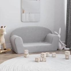 Meubelen Voor Baby'S & Peuters*vidaXL Kinderbank 2-zits zacht pluche Lichtgrijs